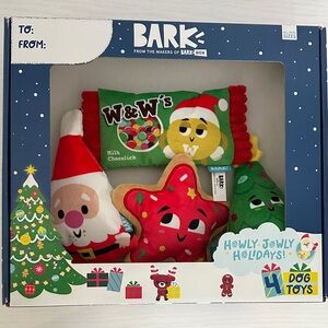 NWT Bark Festive Dog Toy Set - Red, Green, White